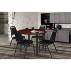 Chaises de salle à manger empilables 4 pièces rembourrées noires - Regency : revêtement vinyle, cadre métallique, aucun assemblage requis