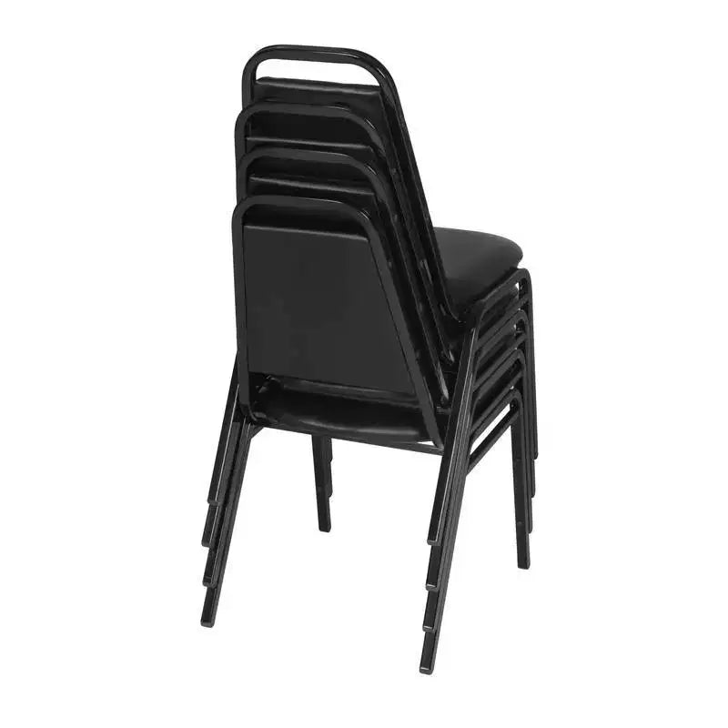 Chaises de salle à manger empilables 4 pièces rembourrées noires - Regency : revêtement vinyle, cadre métallique, aucun assemblage requis