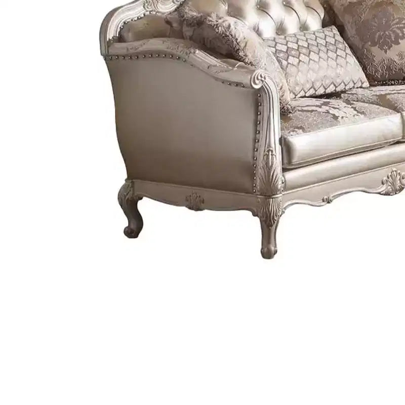 Canapé Chantelle Acme Furniture Cuir synthétique rose doré/Blanc perle