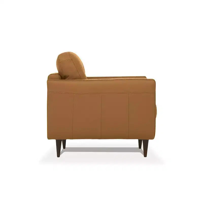 Chaise Radwan 35" en cuir de chameau - Acme Furniture : capitonnée, pieds en bois, aucun assemblage requis