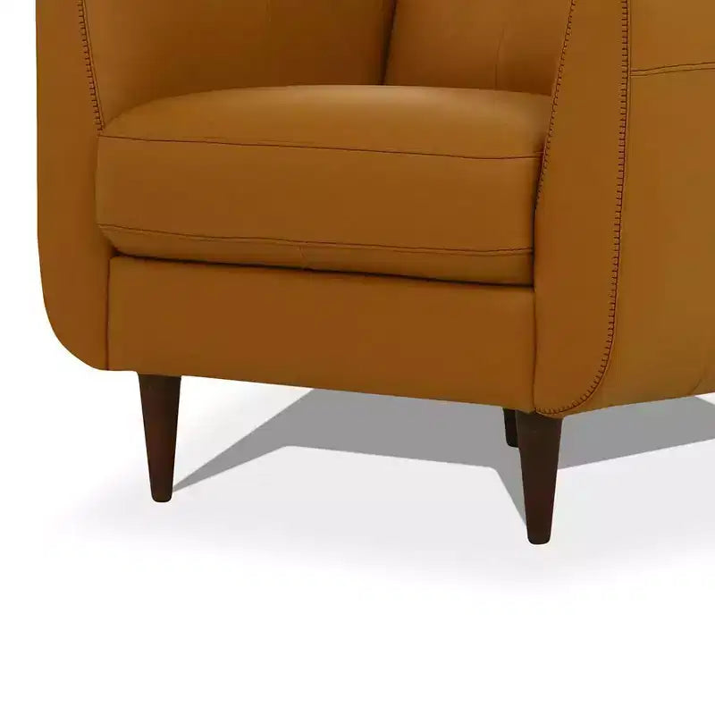 Chaise Radwan 35" en cuir de chameau - Acme Furniture : capitonnée, pieds en bois, aucun assemblage requis