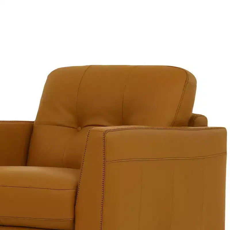 Chaise Radwan 35" en cuir de chameau - Acme Furniture : capitonnée, pieds en bois, aucun assemblage requis