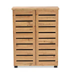 Adalwin Wood Armoire 2 Portes Chêne Brun - Baxton Studio : Organisateur de Chaussures d'Entrée, 5 Étages