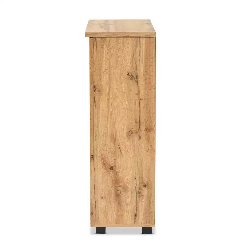 Adalwin Wood Armoire 2 Portes Chêne Brun - Baxton Studio : Organisateur de Chaussures d'Entrée, 5 Étages