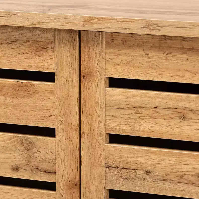 Adalwin Wood Armoire 2 Portes Chêne Brun - Baxton Studio : Organisateur de Chaussures d'Entrée, 5 Étages