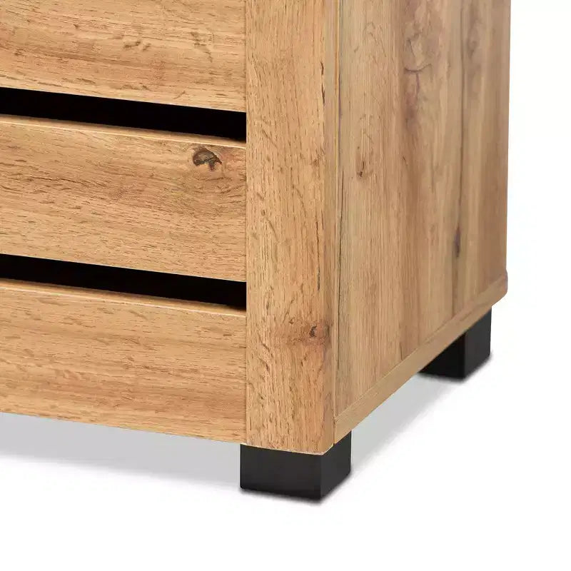 Adalwin Wood Armoire 2 Portes Chêne Brun - Baxton Studio : Organisateur de Chaussures d'Entrée, 5 Étages