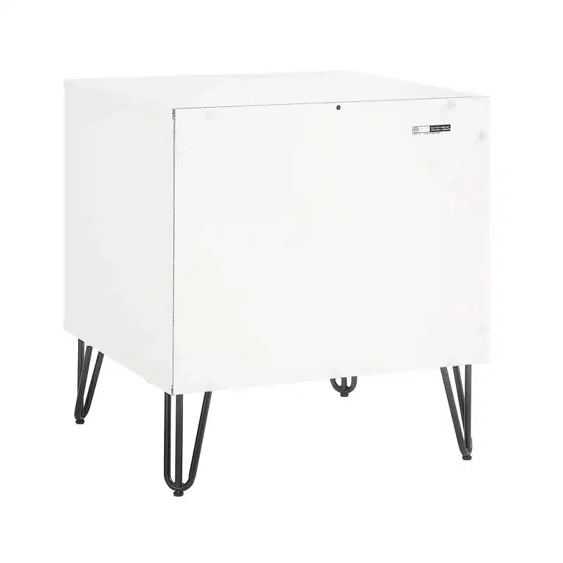 Table de Chevet Manhattan Comfort Dumbo à 1 Tiroir Blanc/Gris Rustique : Cadre Contemporain en MDF, Étagère Ouverte, Finition Texturée