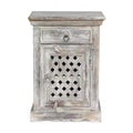Tijeras Handcrafted Boho Mango Wood Nightstand Distressed White - Christopher Knight Home: Artisan Crafted, Storage Cabinet, No Assembly Required