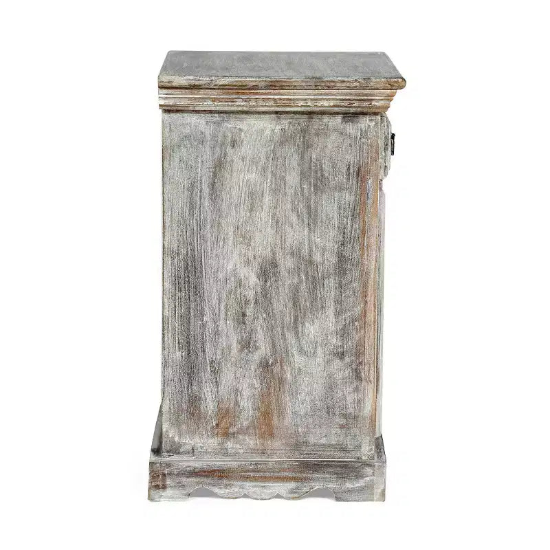 Table de chevet en bois de manguier blanc vieilli Tijeras style bohème, fabriquée à la main – Christopher Knight Home : fabriquée à la main, meuble de rangement, aucun assemblage requis