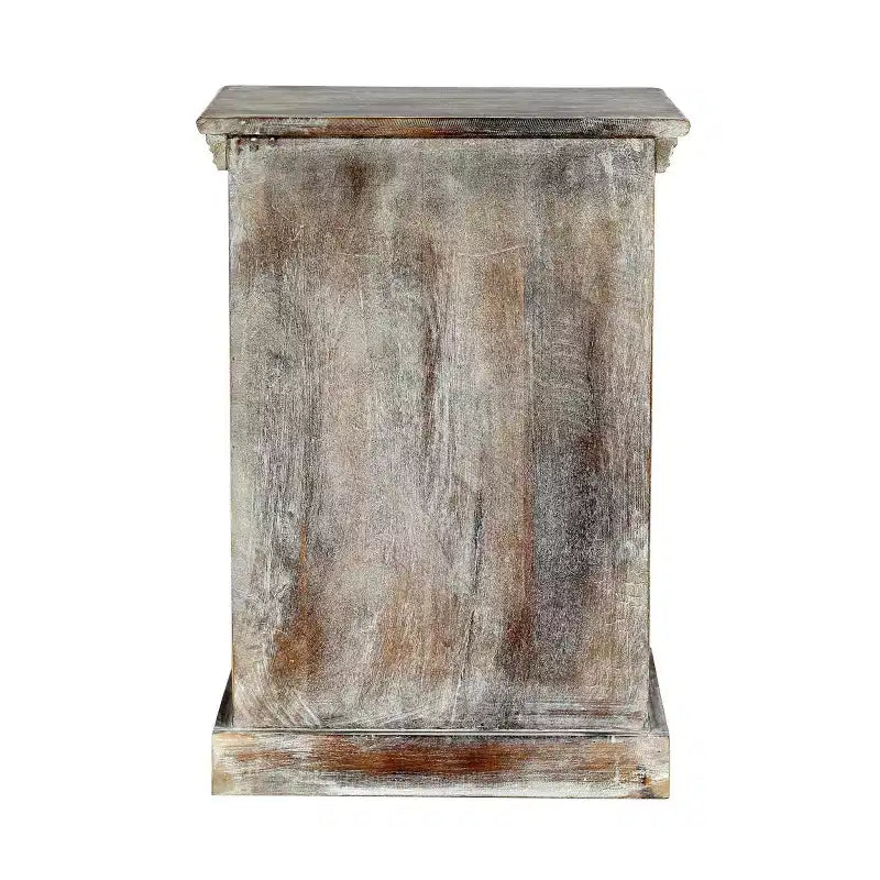 Table de chevet en bois de manguier blanc vieilli Tijeras style bohème, fabriquée à la main – Christopher Knight Home : fabriquée à la main, meuble de rangement, aucun assemblage requis