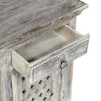 Table de chevet en bois de manguier blanc vieilli Tijeras style bohème, fabriquée à la main – Christopher Knight Home : fabriquée à la main, meuble de rangement, aucun assemblage requis