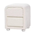 Baxton Studio Bonilla Teddy Bear Fabric & Rubberwood 2 Drawer Nightstand White: Modern, Metal Glides, Smooth Finish