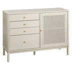 Lifestorey Bayview 4 Drawer and 1 Faux Rattan Door Dresser Ivory