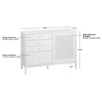 Commode à 4 tiroirs et 1 porte en rotin synthétique Lifestorey Bayview, couleur ivoire