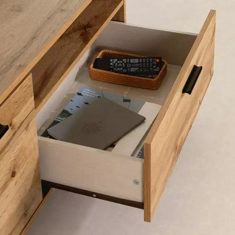 Meuble TV Musano de South Shore pour téléviseurs jusqu'à 60" avec portes et tiroir Chêne Nordik : Style urbain, gestion des câbles, espace de rangement