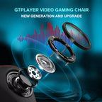 Chaise de jeu GTPLAYER avec haut-parleurs Bluetooth et repose-pieds Fauteuil de bureau à dossier haut Rouge
