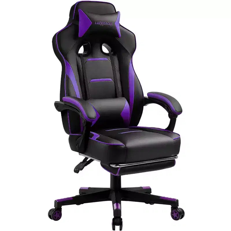 LUCKRACER Gaming Chair with Footrest High Back Computer Desk Chair Office Chair Purple