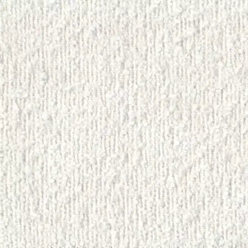 Banc HomePop en bouclette rembourré avec base en bois crème : finition noyer mi-clair, forme rectangulaire, revêtement en polyester