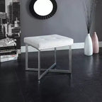 Carolina Living Julia Vanity Bench White/Chrome: Chrome X Base, Padded, Modern Design