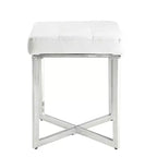 Banc de vanité Julia Carolina Living blanc/chrome : piètement chromé en X, rembourré, design moderne