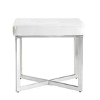 Banc de vanité Julia Carolina Living blanc/chrome : piètement chromé en X, rembourré, design moderne