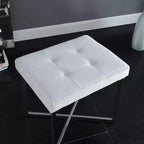 Banc de vanité Julia Carolina Living blanc/chrome : piètement chromé en X, rembourré, design moderne