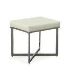 Banc de vanité Julia Carolina Living blanc/chrome : piètement chromé en X, rembourré, design moderne