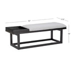 Banc moderne Powell Lemire avec plateau et revêtement, noir/gris : Rectangulaire, Polyester, Nettoyage des taches, Capacité de 136 kg