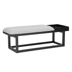 Banc moderne Powell Lemire avec plateau et revêtement, noir/gris : Rectangulaire, Polyester, Nettoyage des taches, Capacité de 136 kg