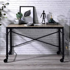 Bureau d'écriture Oklarth 47" Finition chêne rustique/noir - Acme Furniture : poste de travail pour bureau à domicile, sans rangement
