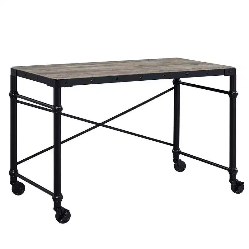 Bureau d'écriture Oklarth 47" Finition chêne rustique/noir - Acme Furniture : poste de travail pour bureau à domicile, sans rangement