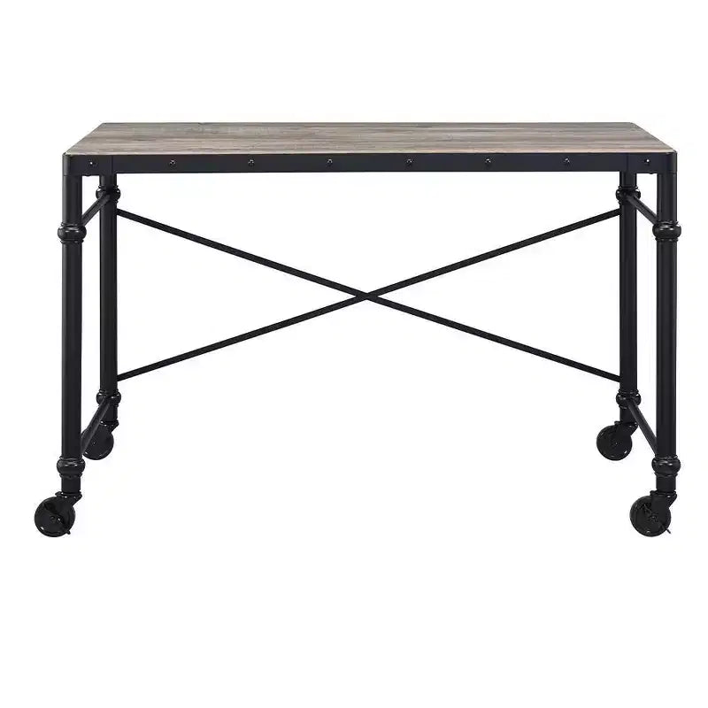 Bureau d'écriture Oklarth 47" Finition chêne rustique/noir - Acme Furniture : poste de travail pour bureau à domicile, sans rangement