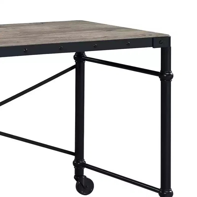 Bureau d'écriture Oklarth 47" Finition chêne rustique/noir - Acme Furniture : poste de travail pour bureau à domicile, sans rangement