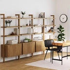 Étagère cannelée en bois Jasper de 71,9 po, ensemble de 4, de Nathan James, brun