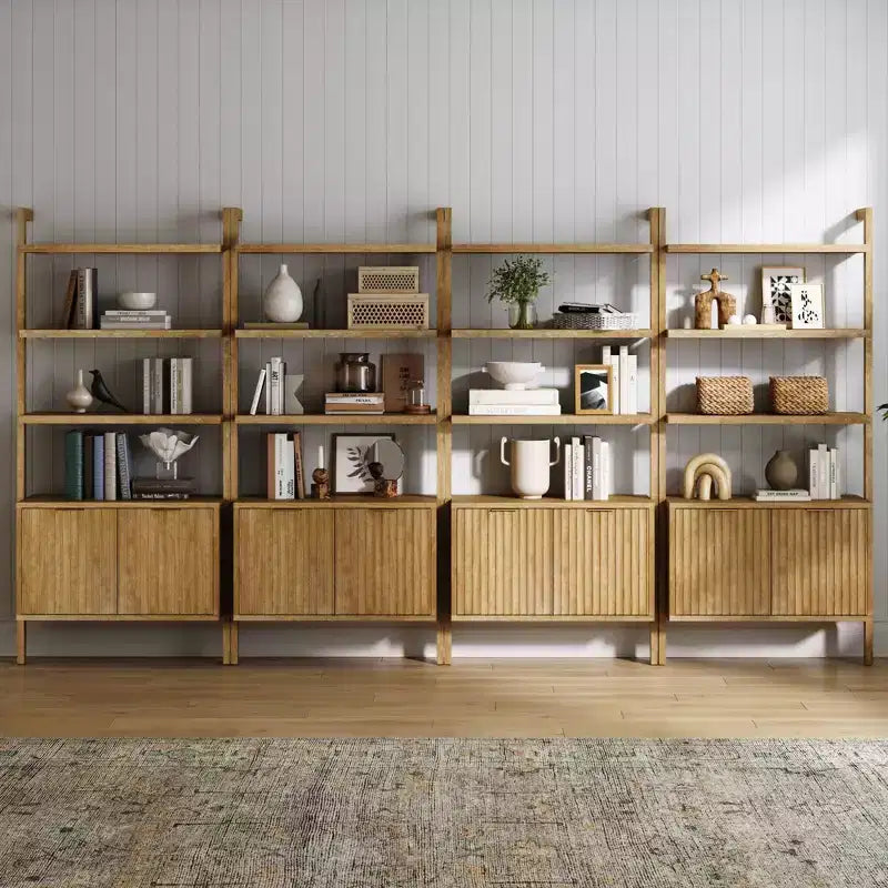 Étagère cannelée en bois Jasper de 71,9 po, ensemble de 4, de Nathan James, brun