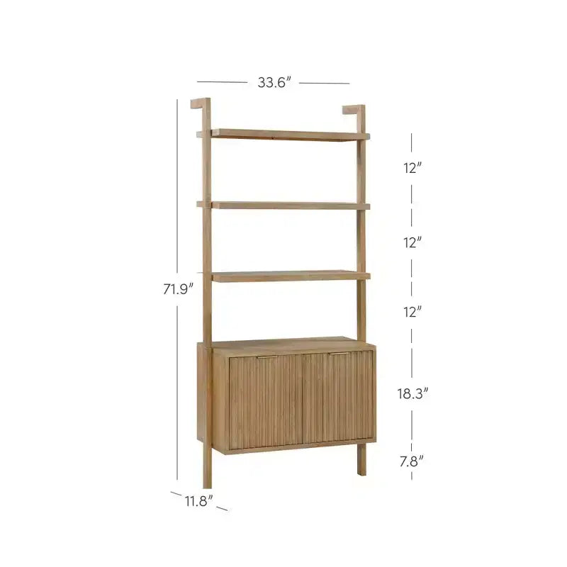 Étagère cannelée en bois Jasper de 71,9 po, ensemble de 4, de Nathan James, brun