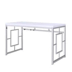 Steve Silver Co. Bureau Adina contemporain blanc : Surface stratifiée moderne, Structure en métal, Pas de rangement
