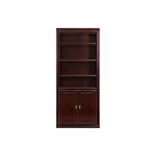 72" Huntington Club Wood Bookcase with Doors Cherry - Martin Furniture: Sturdy Hardwood, 6 Shelves, No Assembly Required
