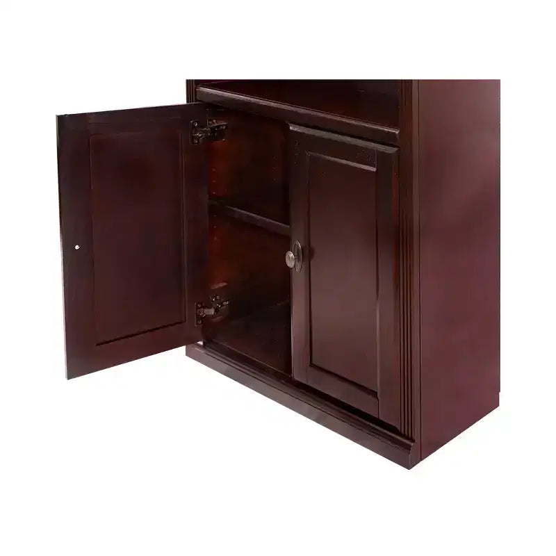 Bibliothèque en bois 72 po Huntington Club avec portes Cerisier - Martin Furniture : Bois franc robuste, 6 étagères, aucun assemblage requis