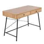 Casper Steel/Wood Computer Desk Black/Brown - LumiSource: Sturdy Metal Frame, Rectangular Top, Storage Drawer