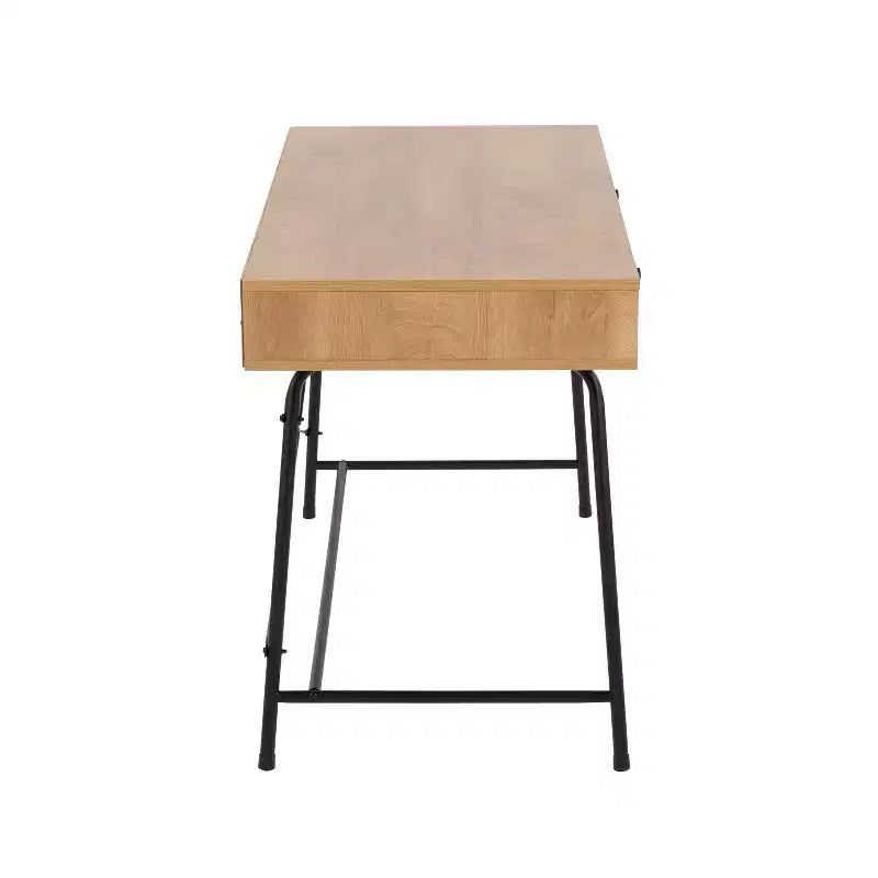 Bureau informatique Casper en acier et bois noir/marron - LumiSource : Cadre métallique robuste, plateau rectangulaire, tiroir de rangement