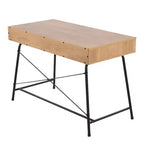 Bureau informatique Casper en acier et bois noir/marron - LumiSource : Cadre métallique robuste, plateau rectangulaire, tiroir de rangement