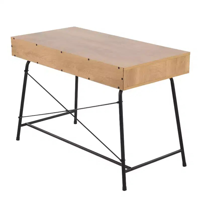 Bureau informatique Casper en acier et bois noir/marron - LumiSource : Cadre métallique robuste, plateau rectangulaire, tiroir de rangement