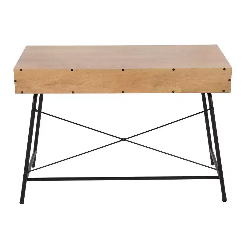 Bureau informatique Casper en acier et bois noir/marron - LumiSource : Cadre métallique robuste, plateau rectangulaire, tiroir de rangement