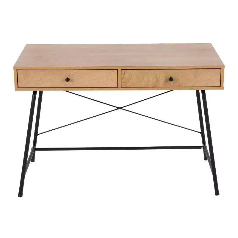 Bureau informatique Casper en acier et bois noir/marron - LumiSource : Cadre métallique robuste, plateau rectangulaire, tiroir de rangement