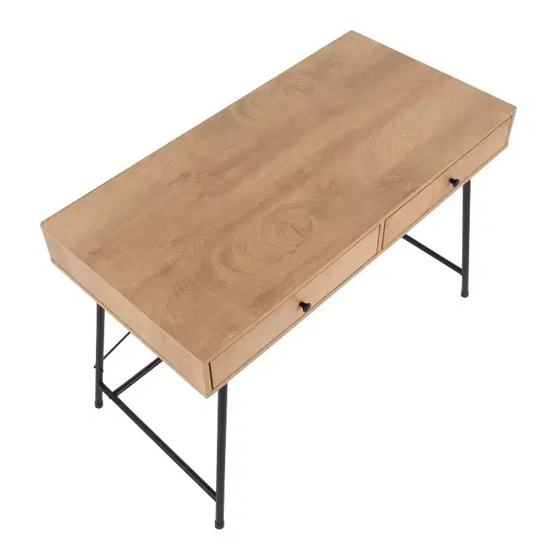 Bureau informatique Casper en acier et bois noir/marron - LumiSource : Cadre métallique robuste, plateau rectangulaire, tiroir de rangement