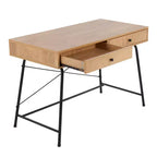 Bureau informatique Casper en acier et bois noir/marron - LumiSource : Cadre métallique robuste, plateau rectangulaire, tiroir de rangement