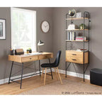 Bureau informatique Casper en acier et bois noir/marron - LumiSource : Cadre métallique robuste, plateau rectangulaire, tiroir de rangement