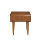 Table d'appoint Alborg marron - Boraam Industries : Mid-century moderne, bois massif, quincaillerie métallique, étagère de rangement