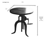 Table d'appoint à manivelle réglable Carolina Living Paxton Chêne Harvest : Piètement en fonte, plateau en bois de manguier, hauteur 61 cm